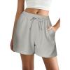 imageEkouaer Womens Pajama Shorts Textured Casual Lounge Short Elastic Waist Pj Shorts Sweatsuits with Pockets 2025Light Grey