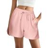 imageEkouaer Womens Pajama Shorts Textured Casual Lounge Short Elastic Waist Pj Shorts Sweatsuits with Pockets 2025Pink