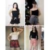 imageEkouaer Womens Pajama Shorts Soft Comfy Sleep Shorts Casual Elastic Waist Pj Short with PocketsRed White Plaid