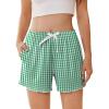 imageEkouaer Womens Pajama Shorts Soft Comfy Sleep Shorts Casual Elastic Waist Pj Short with PocketsGreen White Plaid