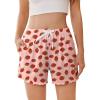 imageEkouaer Womens Pajama Shorts Soft Comfy Sleep Shorts Casual Elastic Waist Pj Short with PocketsStrawberry