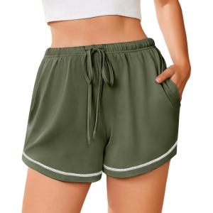 imageEkouaer Pajama Shorts For Women Soft Sleep Shorts Casual Lounge Pants Comfy Pj Pants with PocketsArmy Green