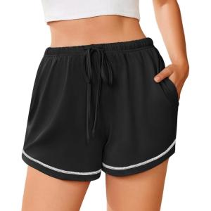 imageEkouaer Pajama Shorts For Women Soft Sleep Shorts Casual Lounge Pants Comfy Pj Pants with PocketsBlack