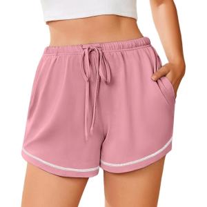 imageEkouaer Pajama Shorts For Women Soft Sleep Shorts Casual Lounge Pants Comfy Pj Pants with PocketsPink