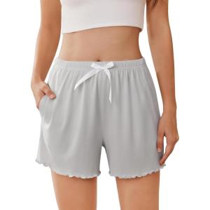 imageEkouaer Womens Pajama Shorts Soft Comfy Sleep Shorts Casual Elastic Waist Pj Short with PocketsLight Grey