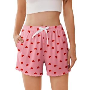 imageEkouaer Womens Pajama Shorts Soft Comfy Sleep Shorts Casual Elastic Waist Pj Short with PocketsLove