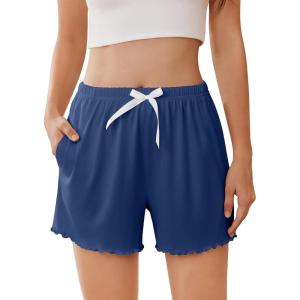 imageEkouaer Womens Pajama Shorts Soft Comfy Sleep Shorts Casual Elastic Waist Pj Short with PocketsNavy