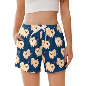 imageEkouaer Womens Pajama Shorts Soft Comfy Sleep Shorts Casual Elastic Waist Pj Short with PocketsPuppy