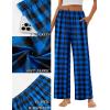 imageEkouaer Pajama Pants for Women Soft Comfy Pajama Bottoms Casual Stretch Wide Leg Pants with PocketsBlack Blue Plaid