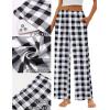 imageEkouaer Pajama Pants for Women Soft Comfy Pajama Bottoms Casual Stretch Wide Leg Pants with PocketsBlack White Plaid
