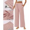 imageEkouaer Pajama Pants for Women Soft Comfy Pajama Bottoms Casual Stretch Wide Leg Pants with PocketsGray Pink