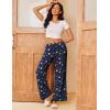 imageEkouaer Pajama Pants for Women Soft Comfy Pajama Bottoms Casual Stretch Wide Leg Pants with PocketsNavy Print