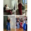 imageEkouaer Pajama Pants for Women Soft Comfy Pajama Bottoms Casual Stretch Wide Leg Pants with PocketsRed Black Plaid