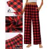 imageEkouaer Pajama Pants for Women Soft Comfy Pajama Bottoms Casual Stretch Wide Leg Pants with PocketsRed Black Plaid