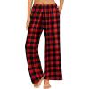 imageEkouaer Pajama Pants for Women Soft Comfy Pajama Bottoms Casual Stretch Wide Leg Pants with PocketsRed Black Plaid