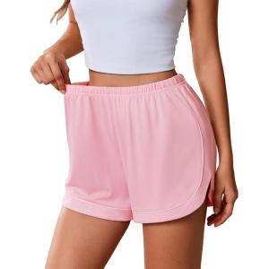 imageEkouaer Pajama Shorts Women Soft Sleep Shorts Casual Lounge Shorts Cute High Waist Pajama Bottom Comfy Split Side Pj BottomLight Pink