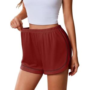 imageEkouaer Pajama Shorts Women Soft Sleep Shorts Casual Lounge Shorts Cute High Waist Pajama Bottom Comfy Split Side Pj BottomWine Red