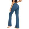 imageEkouaer Fold Over Yoga Pants for Women Flare Leggings Comfy Pajama Pants Lounge Bell Bottom PantsDark Blue