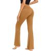 imageEkouaer Fold Over Yoga Pants for Women Flare Leggings Comfy Pajama Pants Lounge Bell Bottom PantsLight Brown