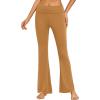 imageEkouaer Fold Over Yoga Pants for Women Flare Leggings Comfy Pajama Pants Lounge Bell Bottom PantsLight Brown