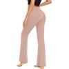 imageEkouaer Fold Over Yoga Pants for Women Flare Leggings Comfy Pajama Pants Lounge Bell Bottom PantsPink