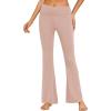 imageEkouaer Fold Over Yoga Pants for Women Flare Leggings Comfy Pajama Pants Lounge Bell Bottom PantsPink