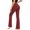 imageEkouaer Fold Over Yoga Pants for Women Flare Leggings Comfy Pajama Pants Lounge Bell Bottom PantsWine Red
