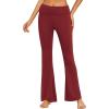 imageEkouaer Fold Over Yoga Pants for Women Flare Leggings Comfy Pajama Pants Lounge Bell Bottom PantsWine Red
