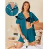 imageEkouaer Pajamas Set for Women 2 Piece Pjs Short Sleeve Sleepwear Button Down Lounge Shorts Sets SXXLBlue Green
