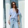 imageEkouaer Pajamas Set for Women 2 Piece Pjs Short Sleeve Sleepwear Button Down Lounge Shorts Sets SXXLClear Blue