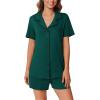 imageEkouaer Pajamas Set for Women 2 Piece Pjs Short Sleeve Sleepwear Button Down Lounge Shorts Sets SXXLDark Green