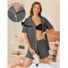 imageEkouaer Pajamas Set for Women 2 Piece Pjs Short Sleeve Sleepwear Button Down Lounge Shorts Sets SXXLGrey