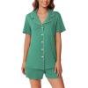 imageEkouaer Pajamas Set for Women 2 Piece Pjs Short Sleeve Sleepwear Button Down Lounge Shorts Sets SXXLGrey Green