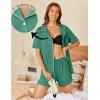 imageEkouaer Pajamas Set for Women 2 Piece Pjs Short Sleeve Sleepwear Button Down Lounge Shorts Sets SXXLGrey Green