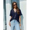 imageEkouaer Pajamas Set for Women 2 Piece Pjs Short Sleeve Sleepwear Button Down Lounge Shorts Sets SXXLNavy Blue