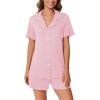 imageEkouaer Pajamas Set for Women 2 Piece Pjs Short Sleeve Sleepwear Button Down Lounge Shorts Sets SXXLPink