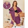 imageEkouaer Pajamas Set for Women 2 Piece Pjs Short Sleeve Sleepwear Button Down Lounge Shorts Sets SXXLPurple