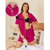 imageEkouaer Pajamas Set for Women 2 Piece Pjs Short Sleeve Sleepwear Button Down Lounge Shorts Sets SXXLRose Red