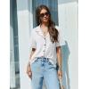 imageEkouaer Pajamas Set for Women 2 Piece Pjs Short Sleeve Sleepwear Button Down Lounge Shorts Sets SXXLWhite