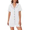 imageEkouaer Pajamas Set for Women 2 Piece Pjs Short Sleeve Sleepwear Button Down Lounge Shorts Sets SXXLWhite