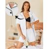 imageEkouaer Pajamas Set for Women 2 Piece Pjs Short Sleeve Sleepwear Button Down Lounge Shorts Sets SXXLWhite