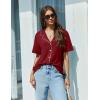 imageEkouaer Pajamas Set for Women 2 Piece Pjs Short Sleeve Sleepwear Button Down Lounge Shorts Sets SXXLWine Red