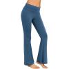 imageEkouaer Fold Over Yoga Pants for Women Flare Leggings Comfy Pajama Pants Lounge Bell Bottom PantsDark Blue