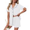 imageEkouaer Pajamas Set for Women 2 Piece Pjs Short Sleeve Sleepwear Button Down Lounge Shorts Sets SXXLWhite