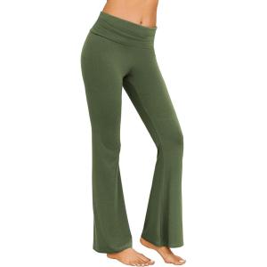 imageEkouaer Fold Over Yoga Pants for Women Flare Leggings Comfy Pajama Pants Lounge Bell Bottom PantsArmy Green