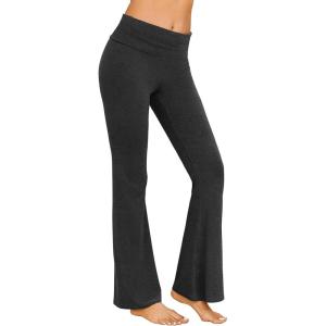imageEkouaer Fold Over Yoga Pants for Women Flare Leggings Comfy Pajama Pants Lounge Bell Bottom PantsDark Grey