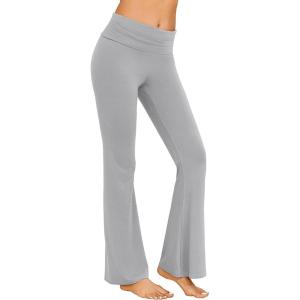 imageEkouaer Fold Over Yoga Pants for Women Flare Leggings Comfy Pajama Pants Lounge Bell Bottom PantsLight Grey