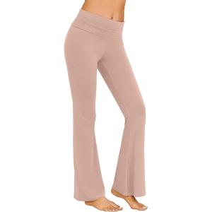 imageEkouaer Fold Over Yoga Pants for Women Flare Leggings Comfy Pajama Pants Lounge Bell Bottom PantsPink