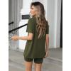 imageEkouaer Womens 2 Piece Lounge Set 2025 Summer Biker Shorts Set Outfits Short Sleeve Oversized Top Matching TracksuitArmy Green