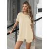 imageEkouaer Womens 2 Piece Lounge Set 2025 Summer Biker Shorts Set Outfits Short Sleeve Oversized Top Matching TracksuitBeige